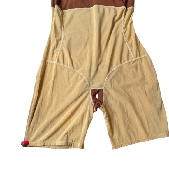 Rust Long Sleeve Square Neck Maxi Dress w/ Built-In Shapewear - Size L B095 - Picture 4 of 9